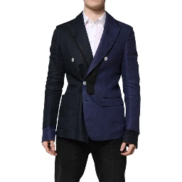 Navy Blue Double Breasted Suit Coat Blazer