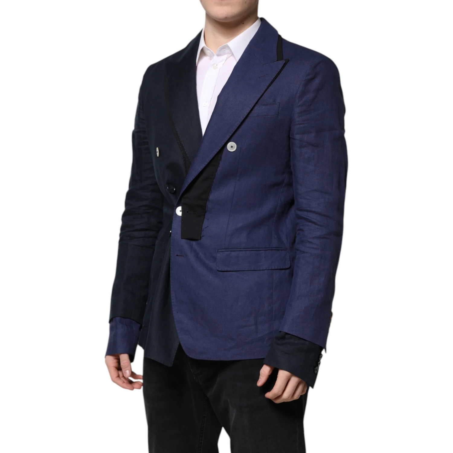 Navy Blue Double Breasted Suit Coat Blazer