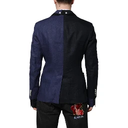 Navy Blue Double Breasted Suit Coat Blazer