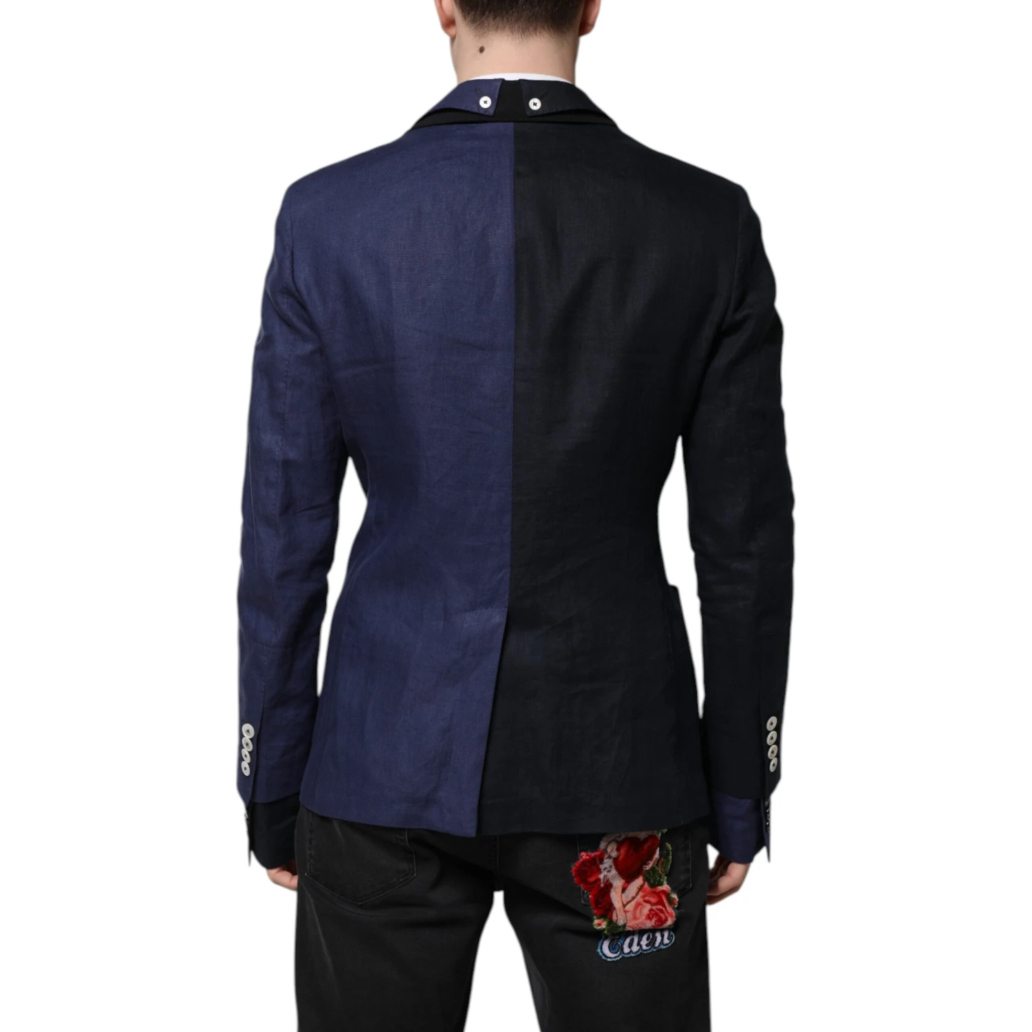 Navy Blue Double Breasted Suit Coat Blazer