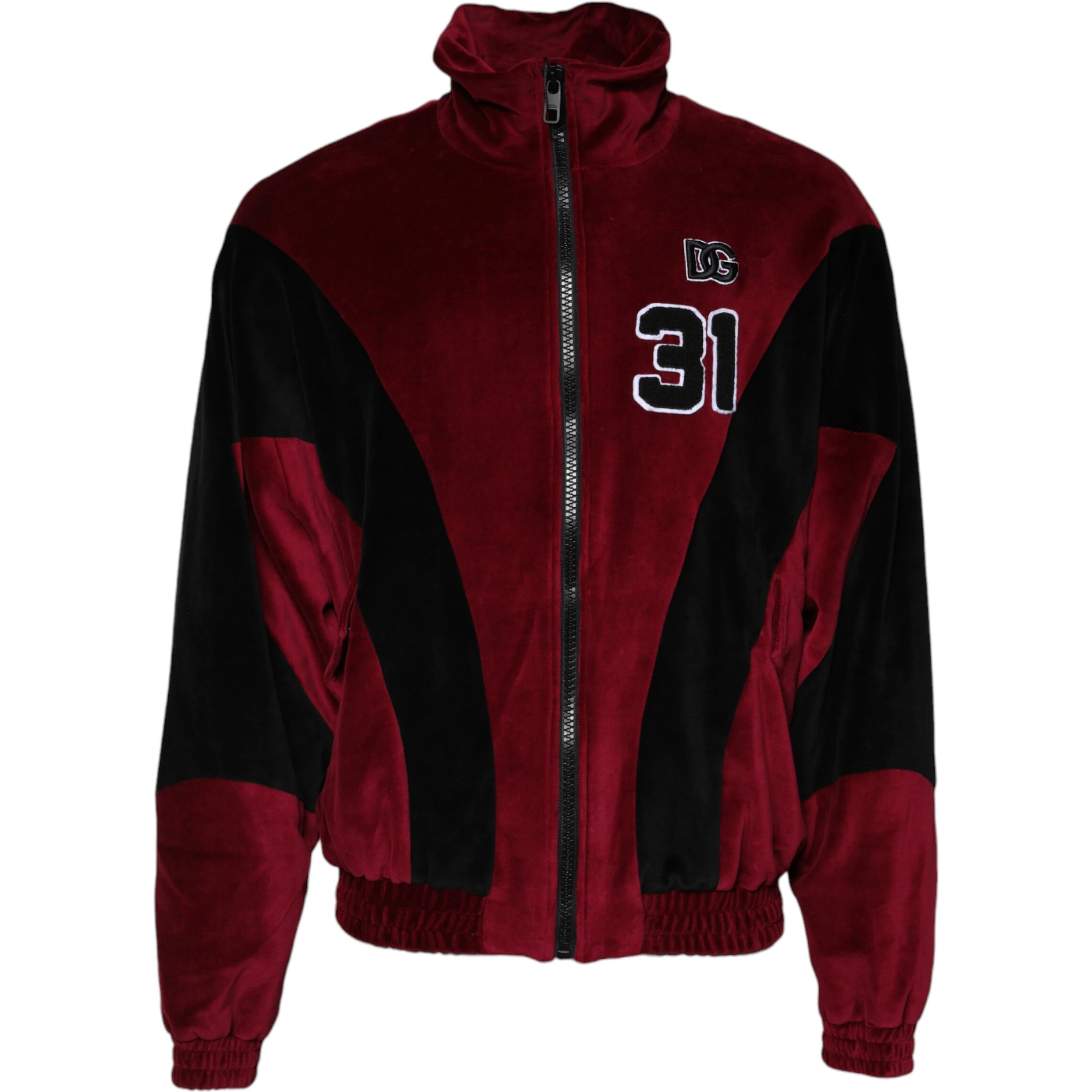 Red Black Cotton Logo FullZip Bomber Jacket