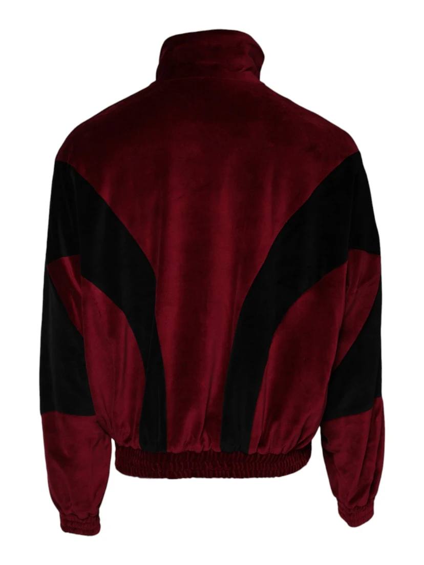 Red Black Cotton Logo FullZip Bomber Jacket