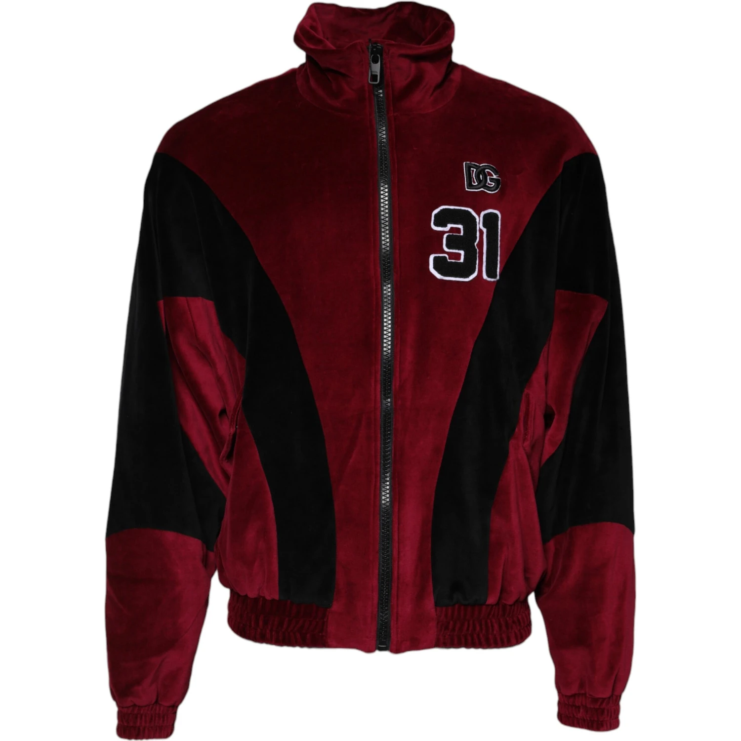 Red Black Cotton Logo FullZip Bomber Jacket