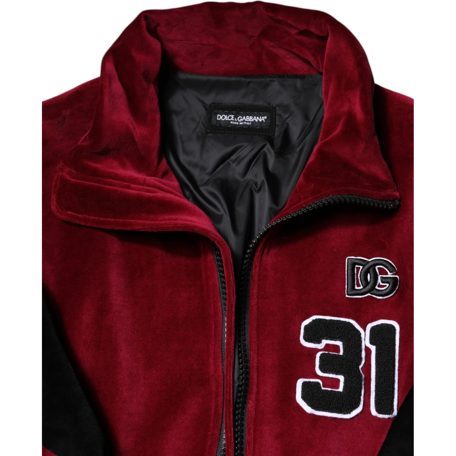 Red Black Cotton Logo FullZip Bomber Jacket