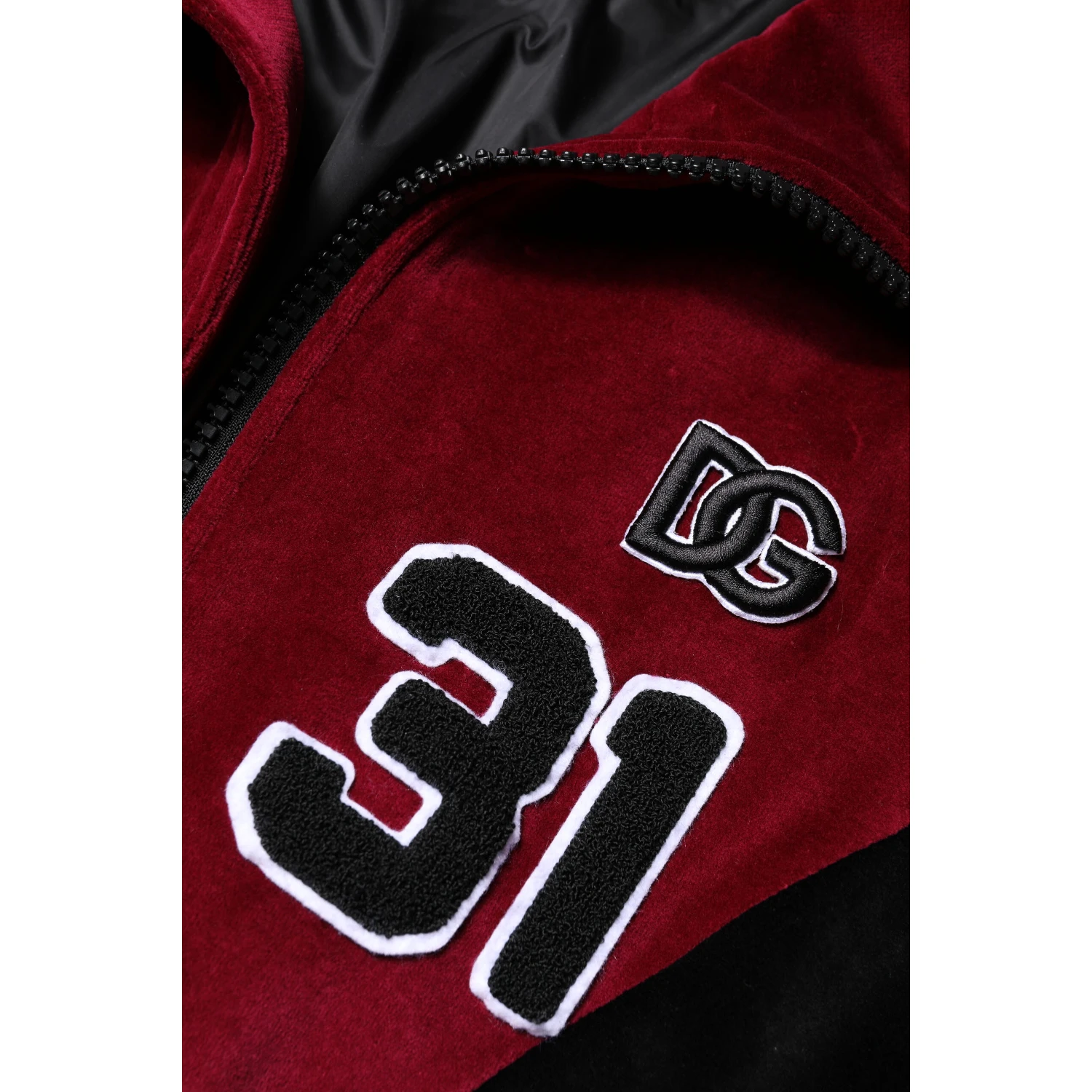Red Black Cotton Logo FullZip Bomber Jacket