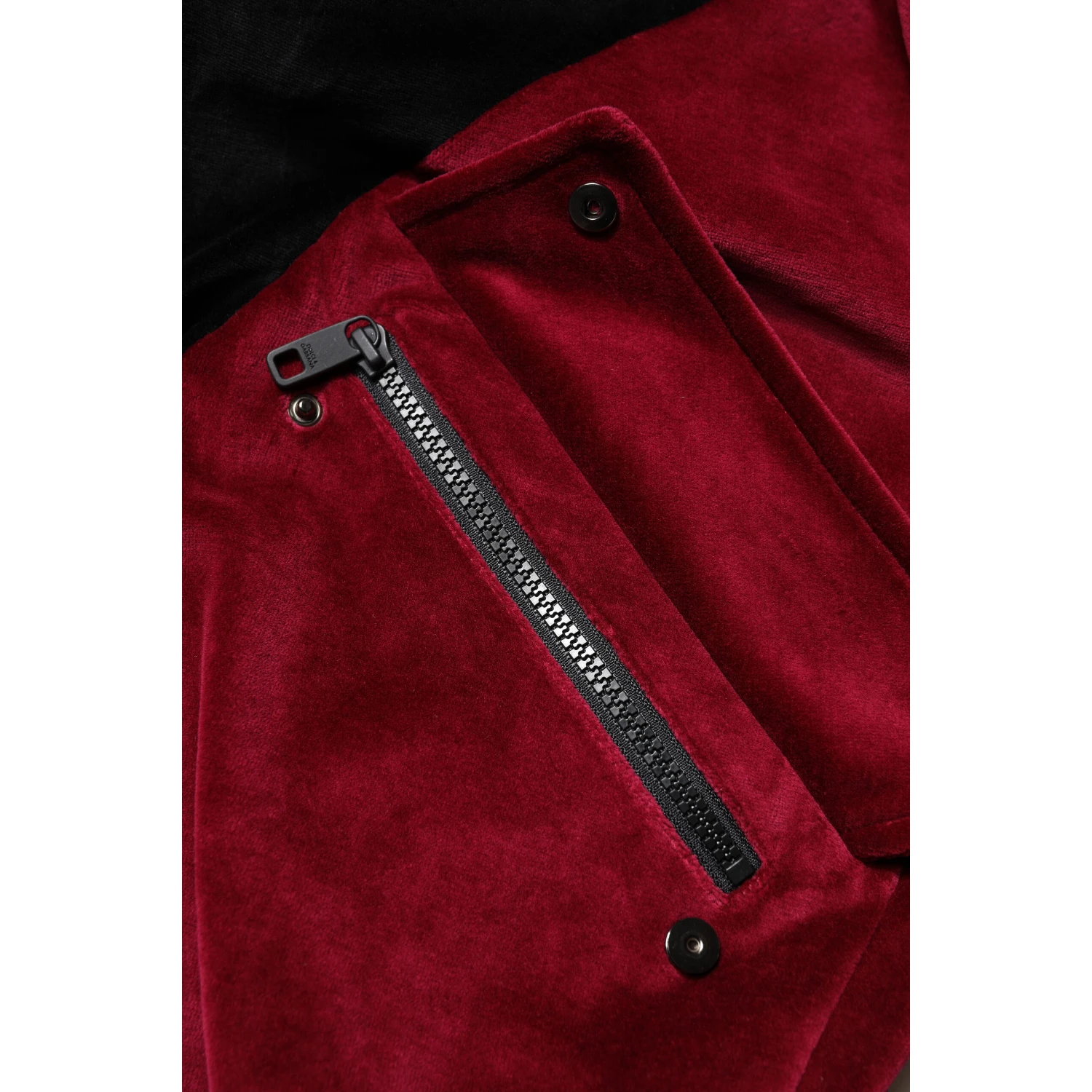 Red Black Cotton Logo FullZip Bomber Jacket