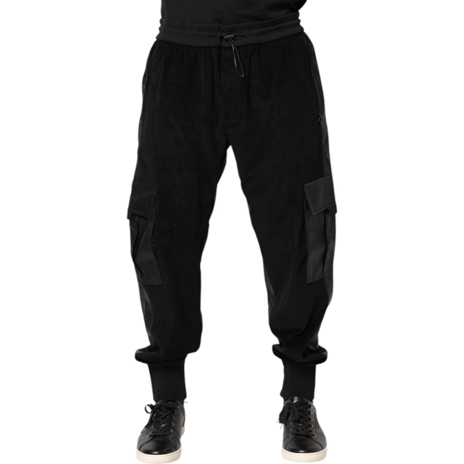 Black Cotton Cargo Jogger Sweatpants Pants