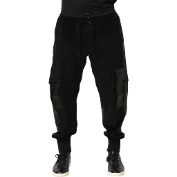 Black Cotton Cargo Jogger Sweatpants Pants