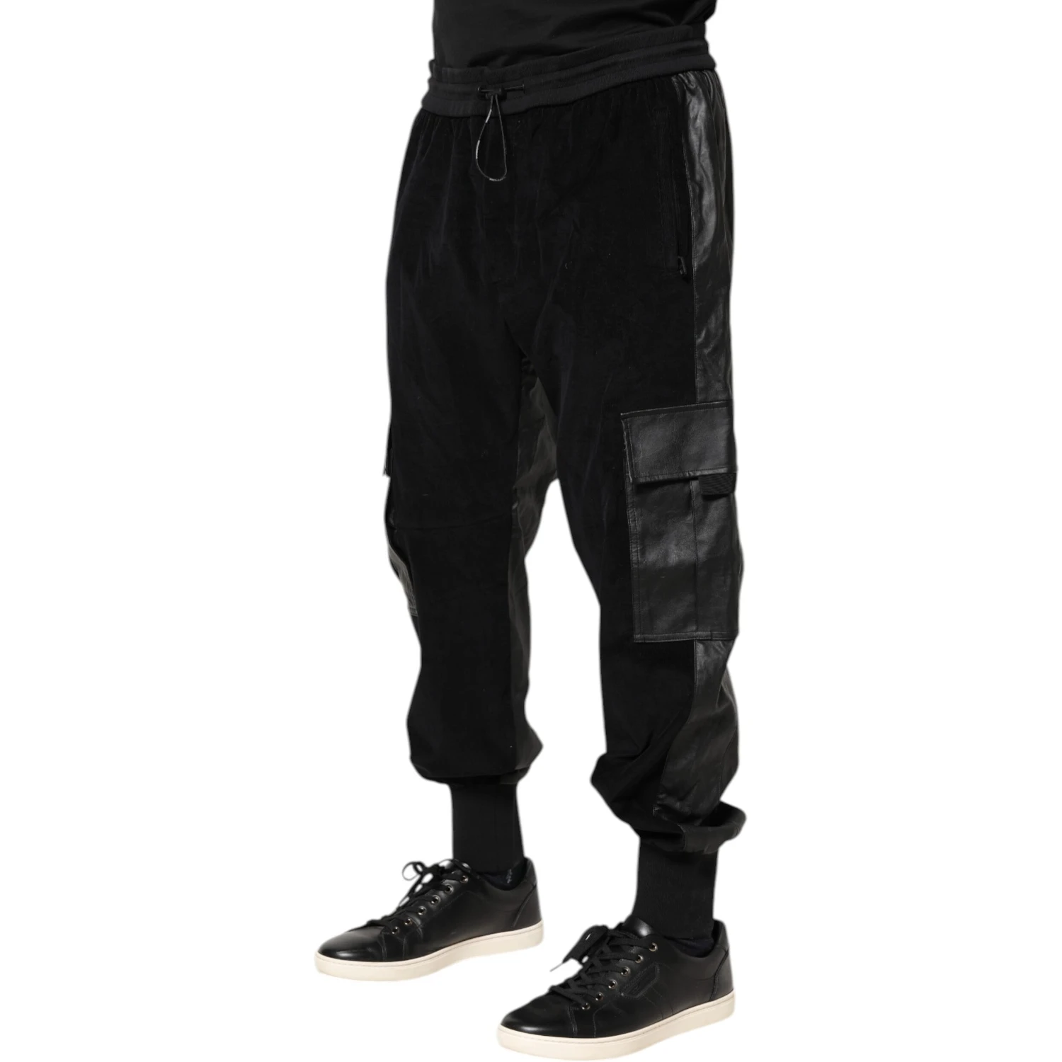 Black Cotton Cargo Jogger Sweatpants Pants