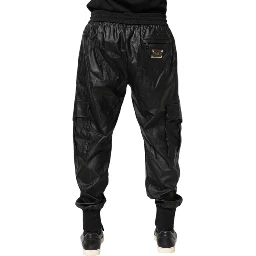 Black Cotton Cargo Jogger Sweatpants Pants