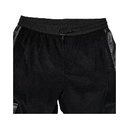 Black Cotton Cargo Jogger Sweatpants Pants
