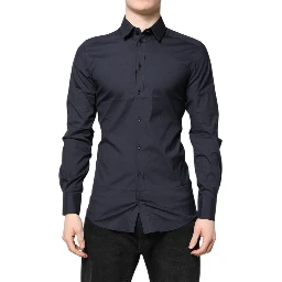 Dark Blue GOLD Cotton Dress Formal Shirt