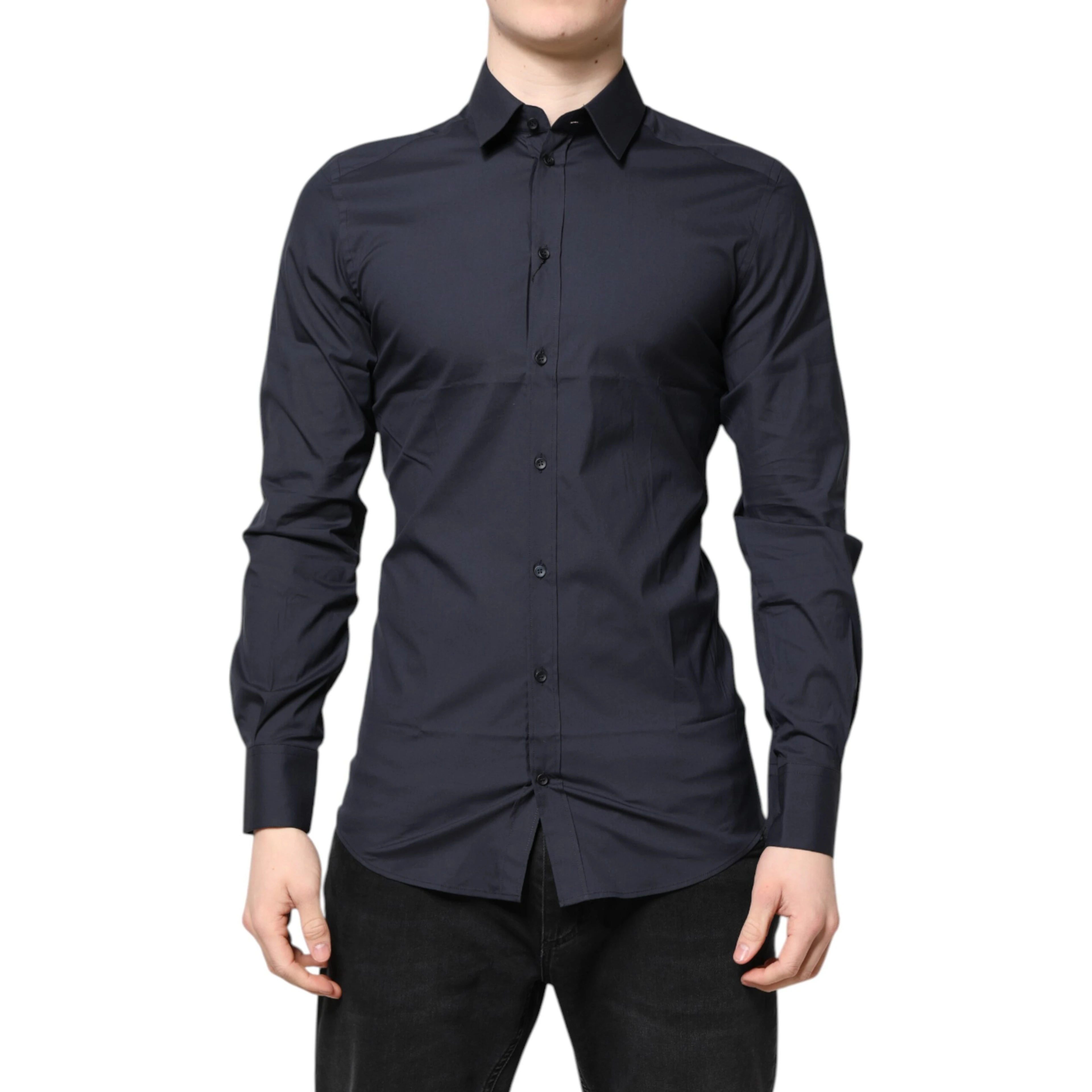 Dark Blue GOLD Cotton Dress Formal Shirt