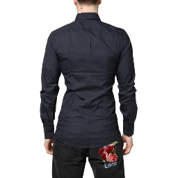 Dark Blue GOLD Cotton Dress Formal Shirt