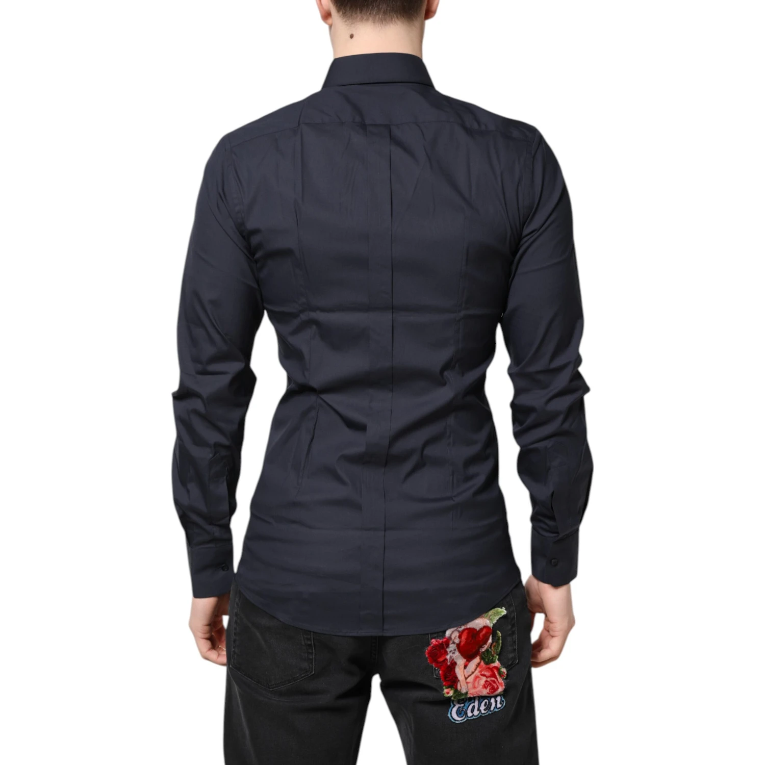 Dark Blue GOLD Cotton Dress Formal Shirt