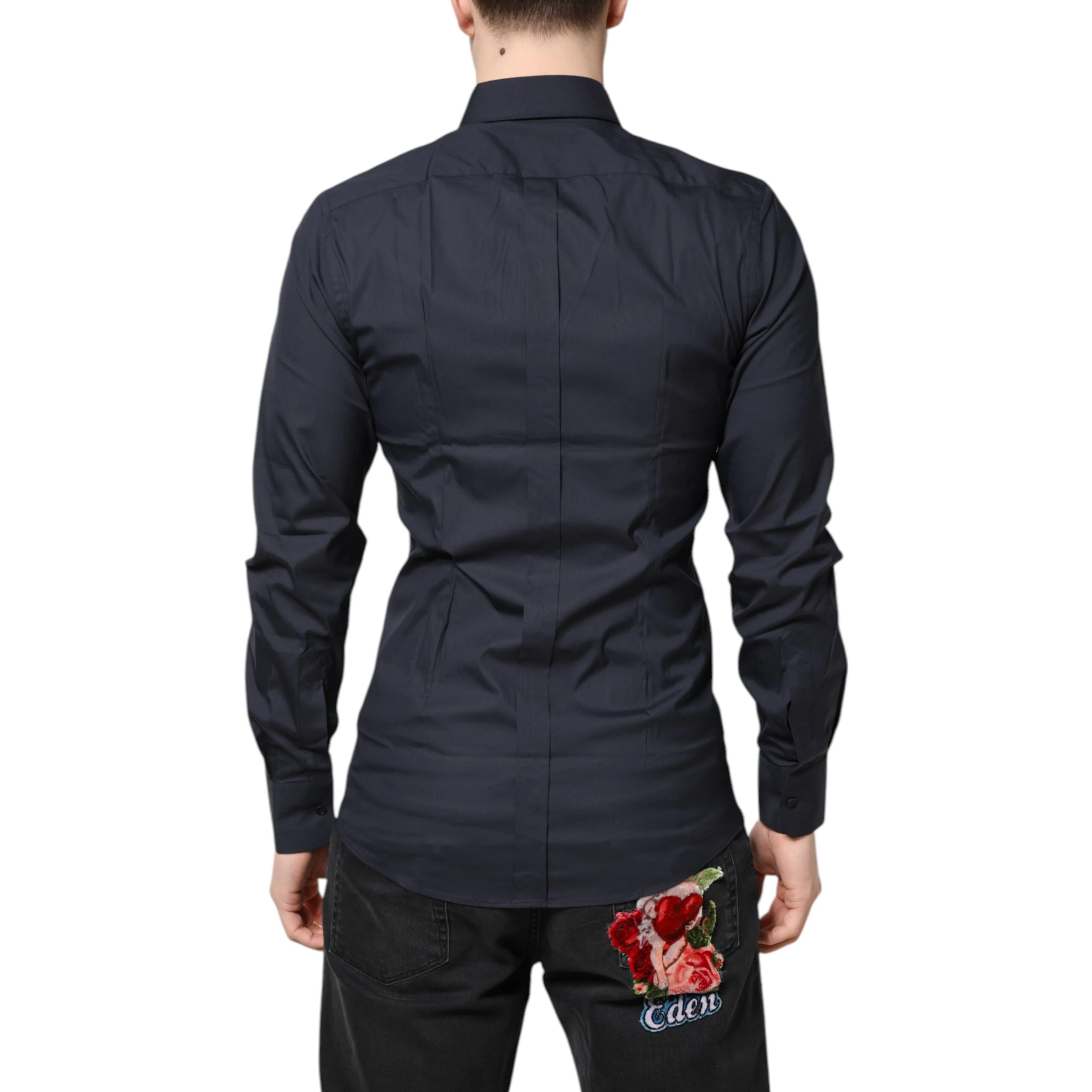 Dark Blue GOLD Cotton Dress Formal Shirt