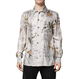Multicolor Silk Printed Button Down Shirt