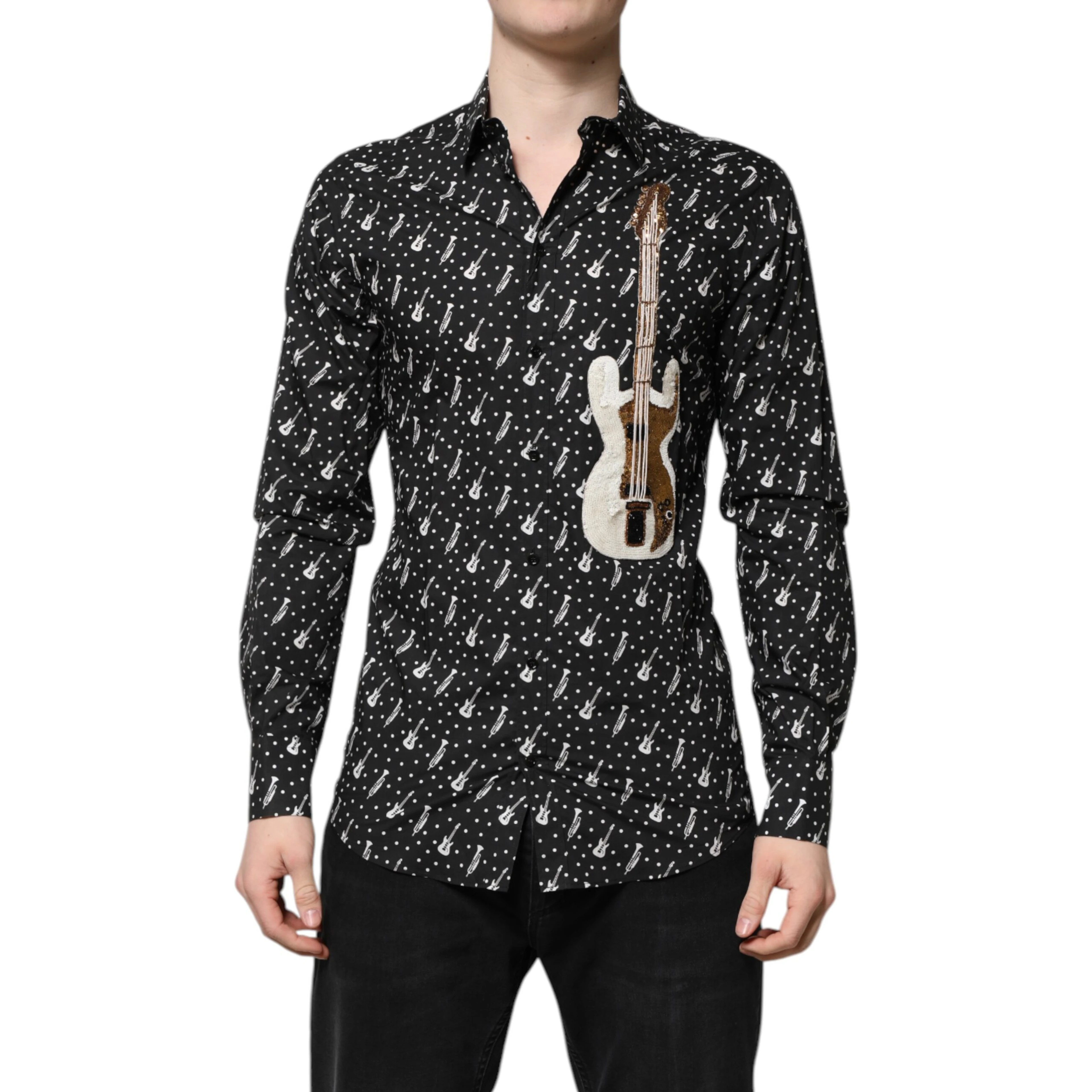 Black GOLD Instrument Embellished Shirt