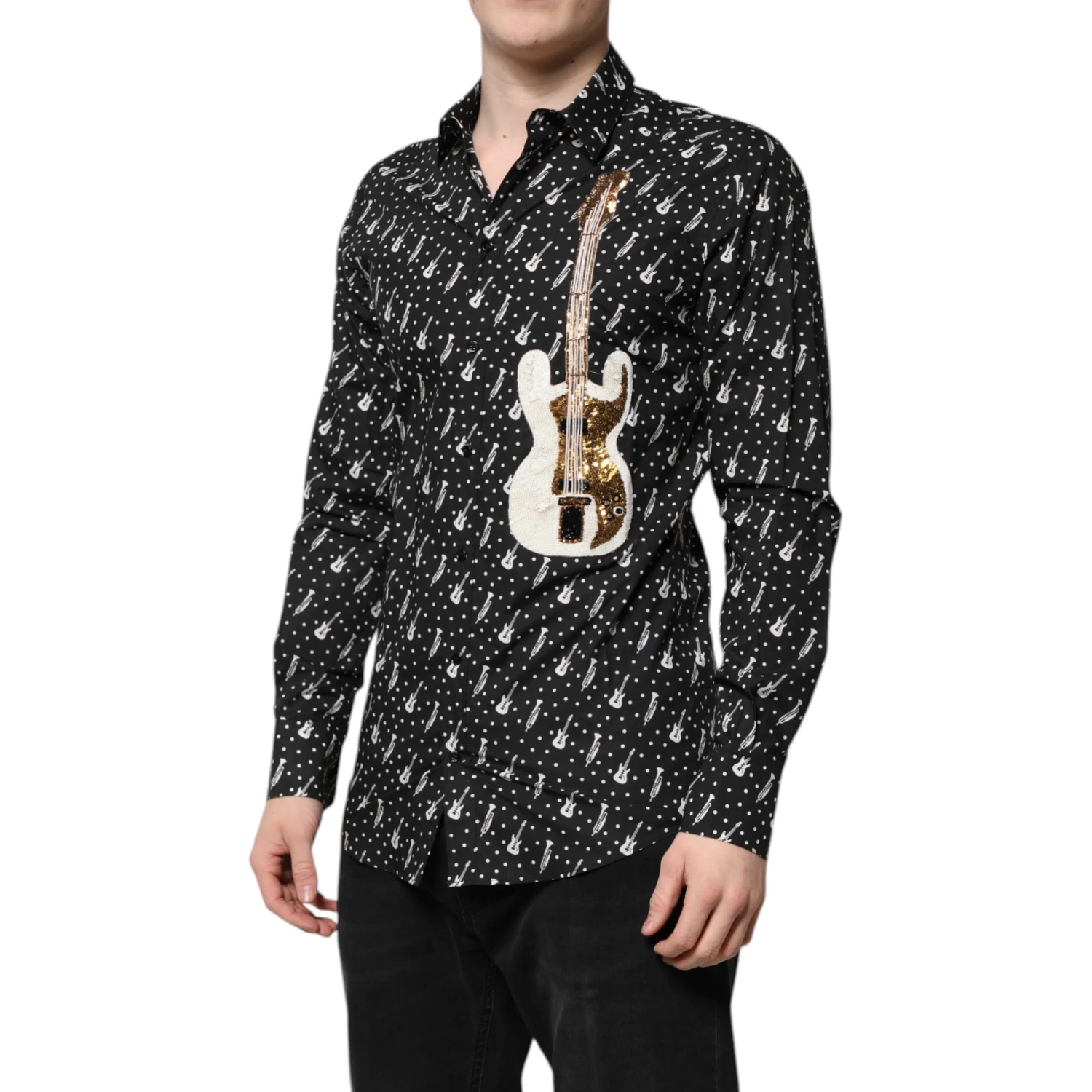 Black GOLD Instrument Embellished Shirt