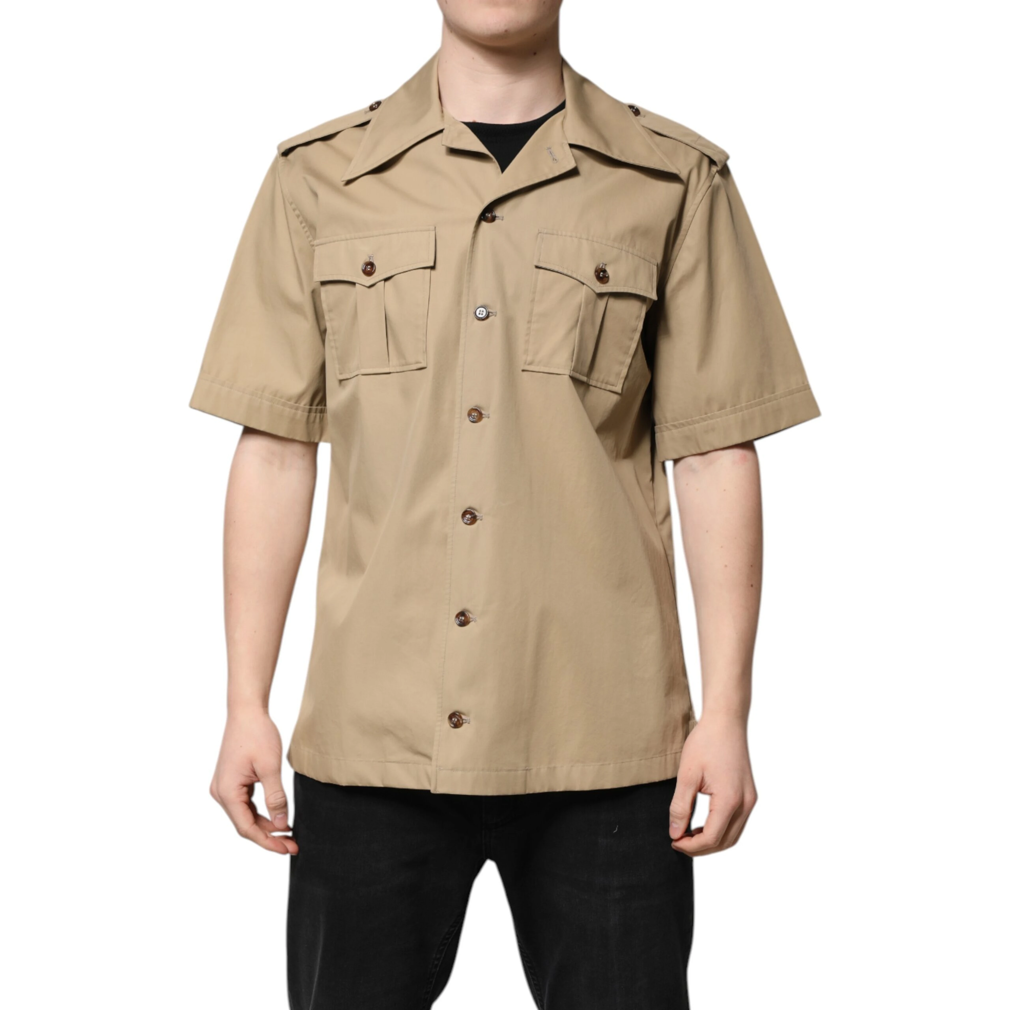 Brown Graphic Print Short Sleeves Shirt