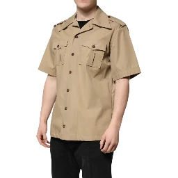 Brown Graphic Print Short Sleeves Shirt