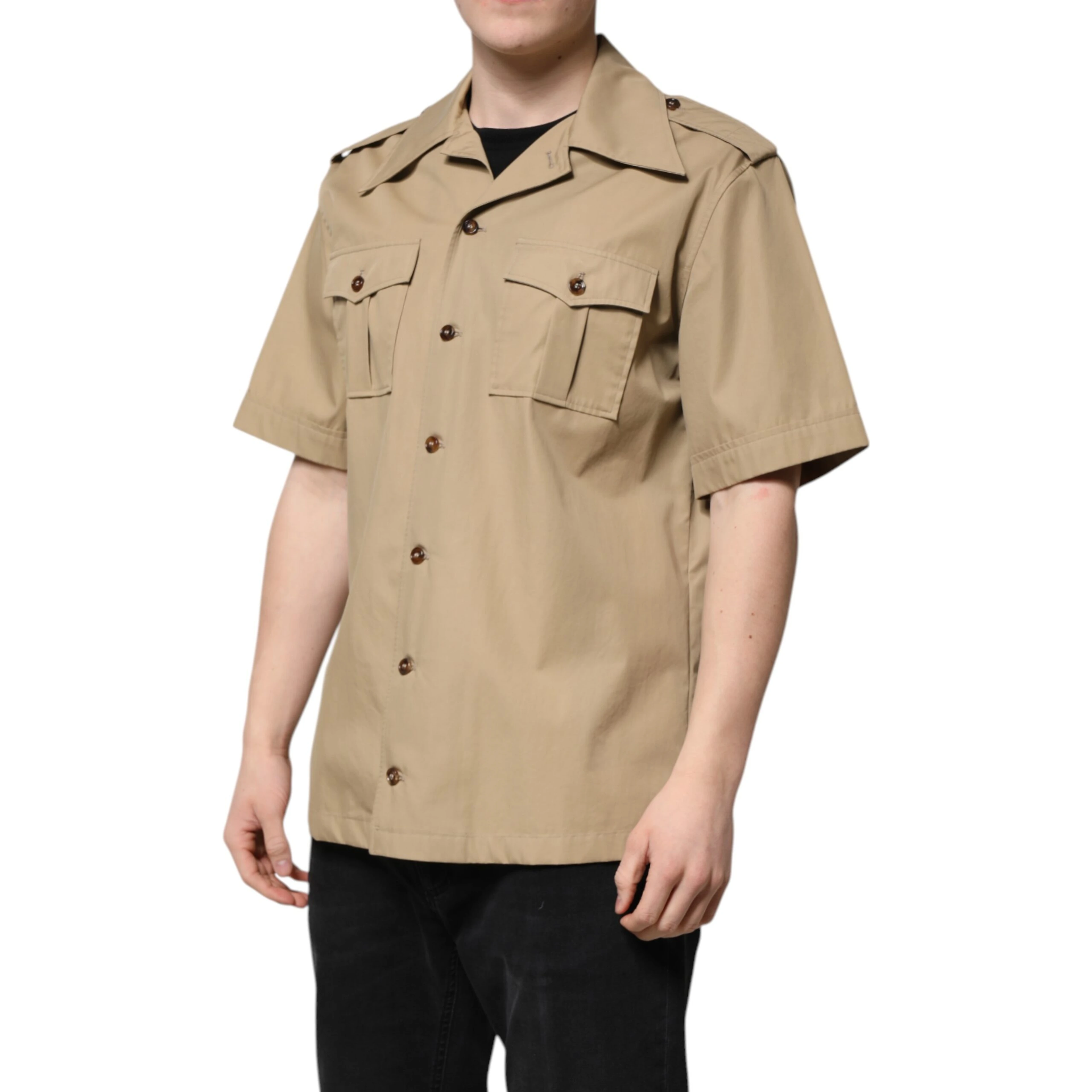 Brown Graphic Print Short Sleeves Shirt