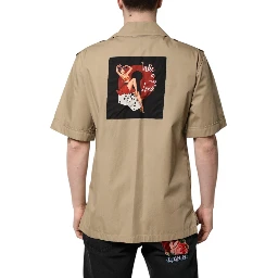 Brown Graphic Print Short Sleeves Shirt
