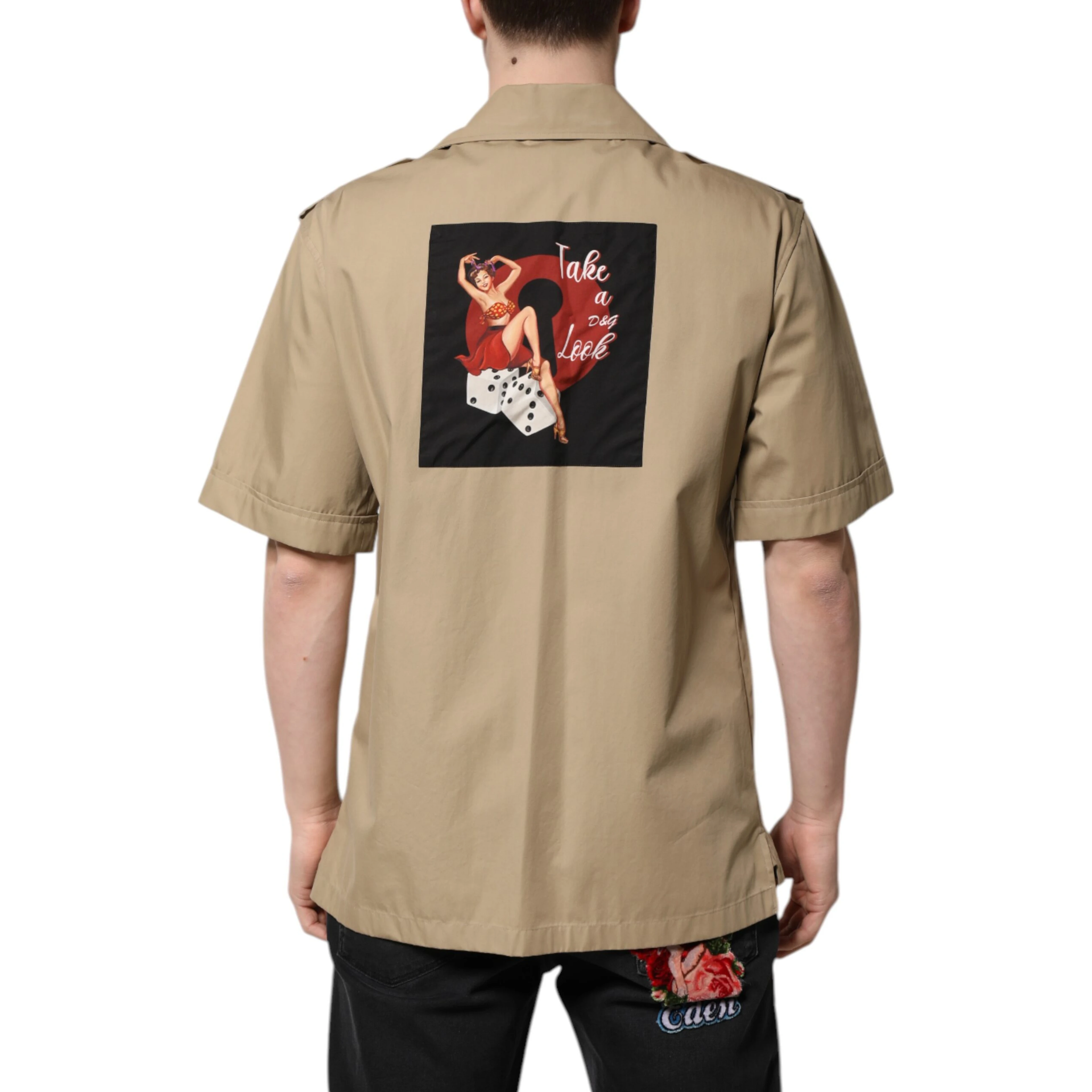 Brown Graphic Print Short Sleeves Shirt
