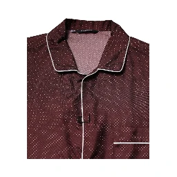 Burgundy Silk Dotted Long Sleeves Shirt