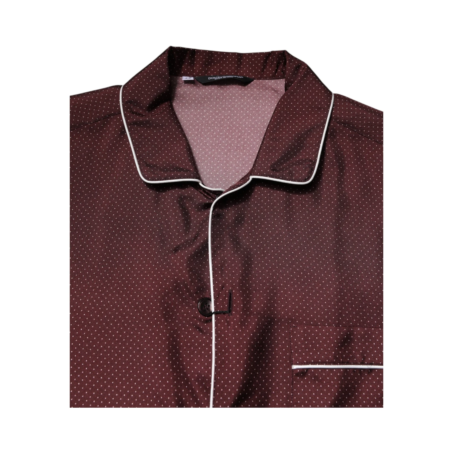 Burgundy Silk Dotted Long Sleeves Shirt