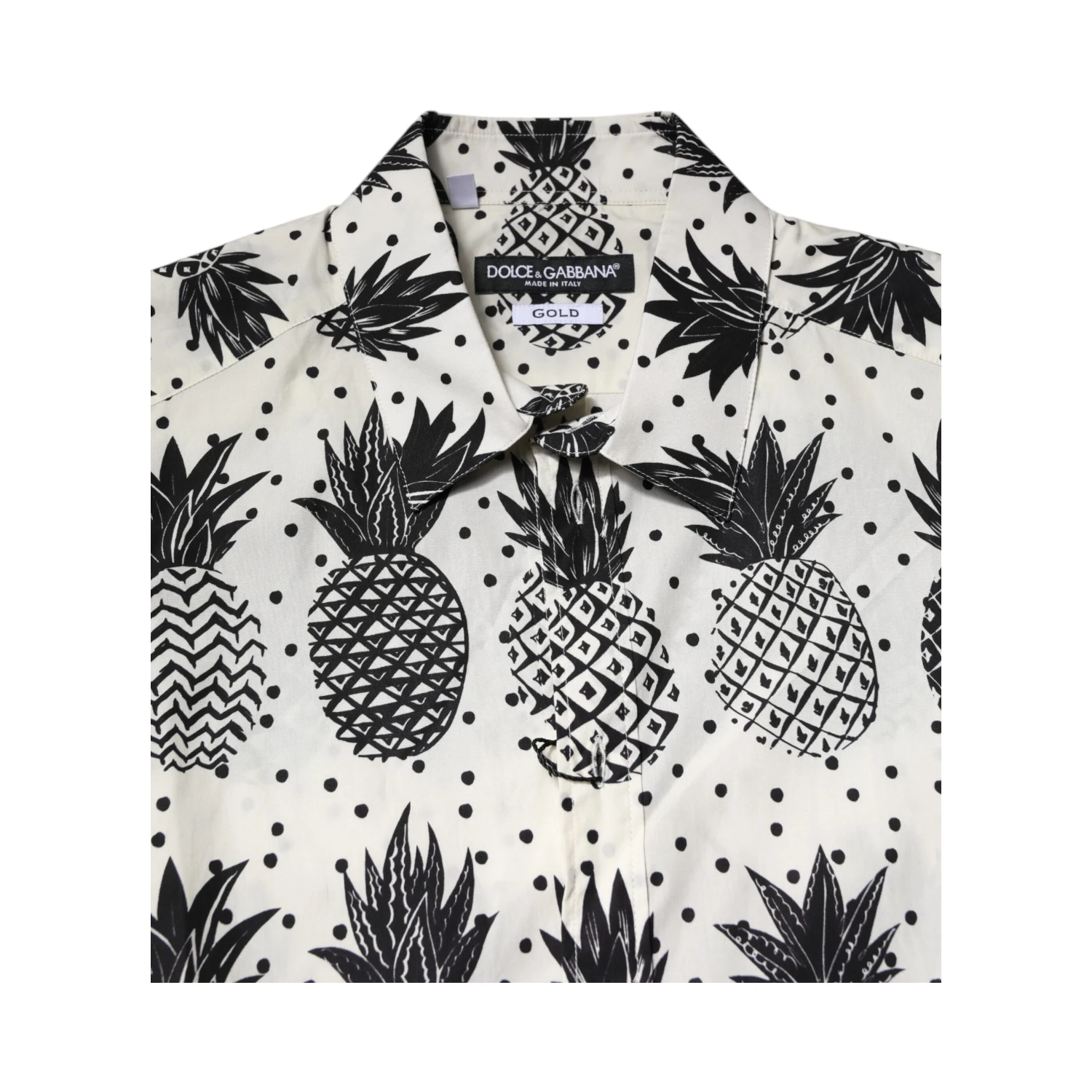 White Pineapple Print Long Sleeve GOLD Shirt
