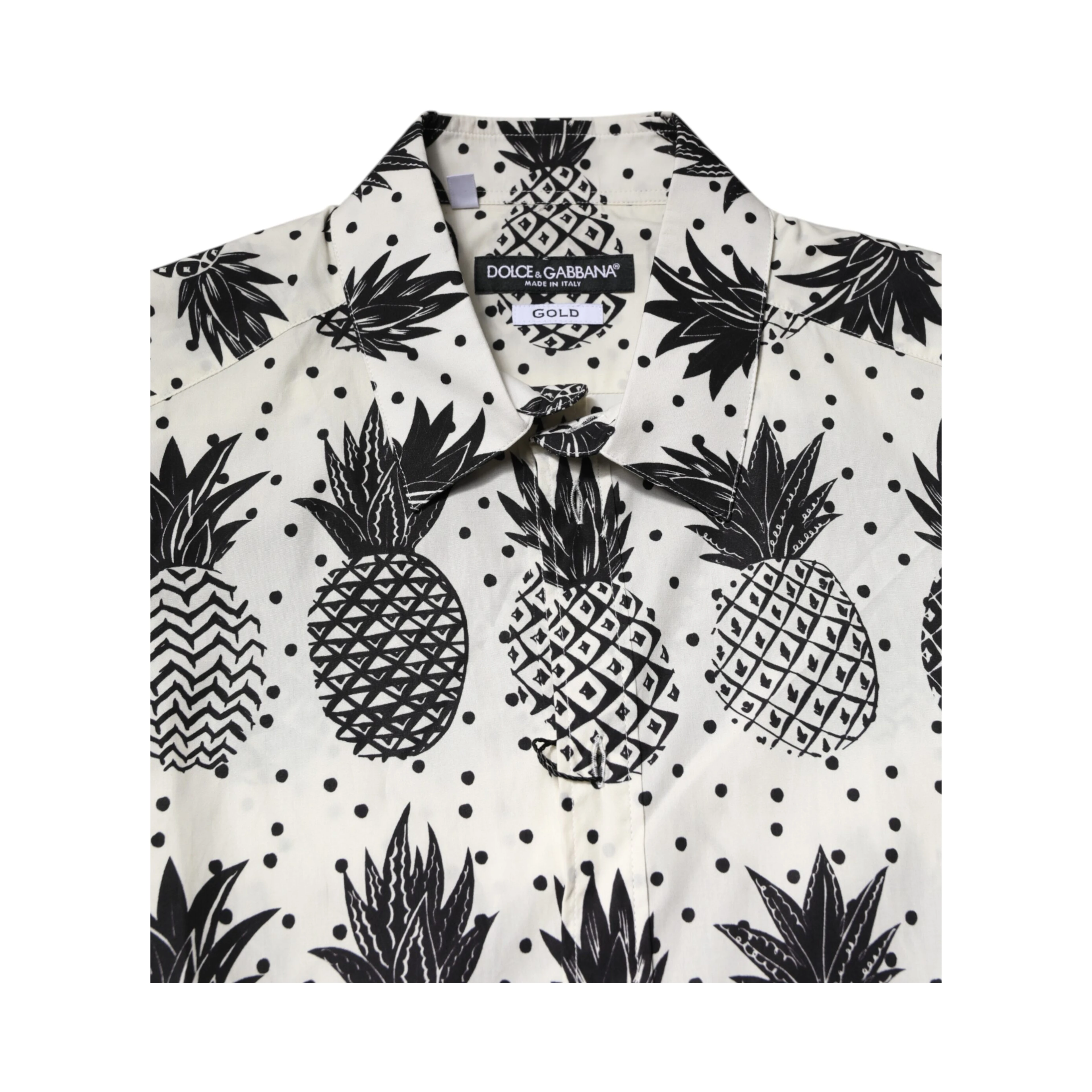 White Pineapple Print Long Sleeve GOLD Shirt