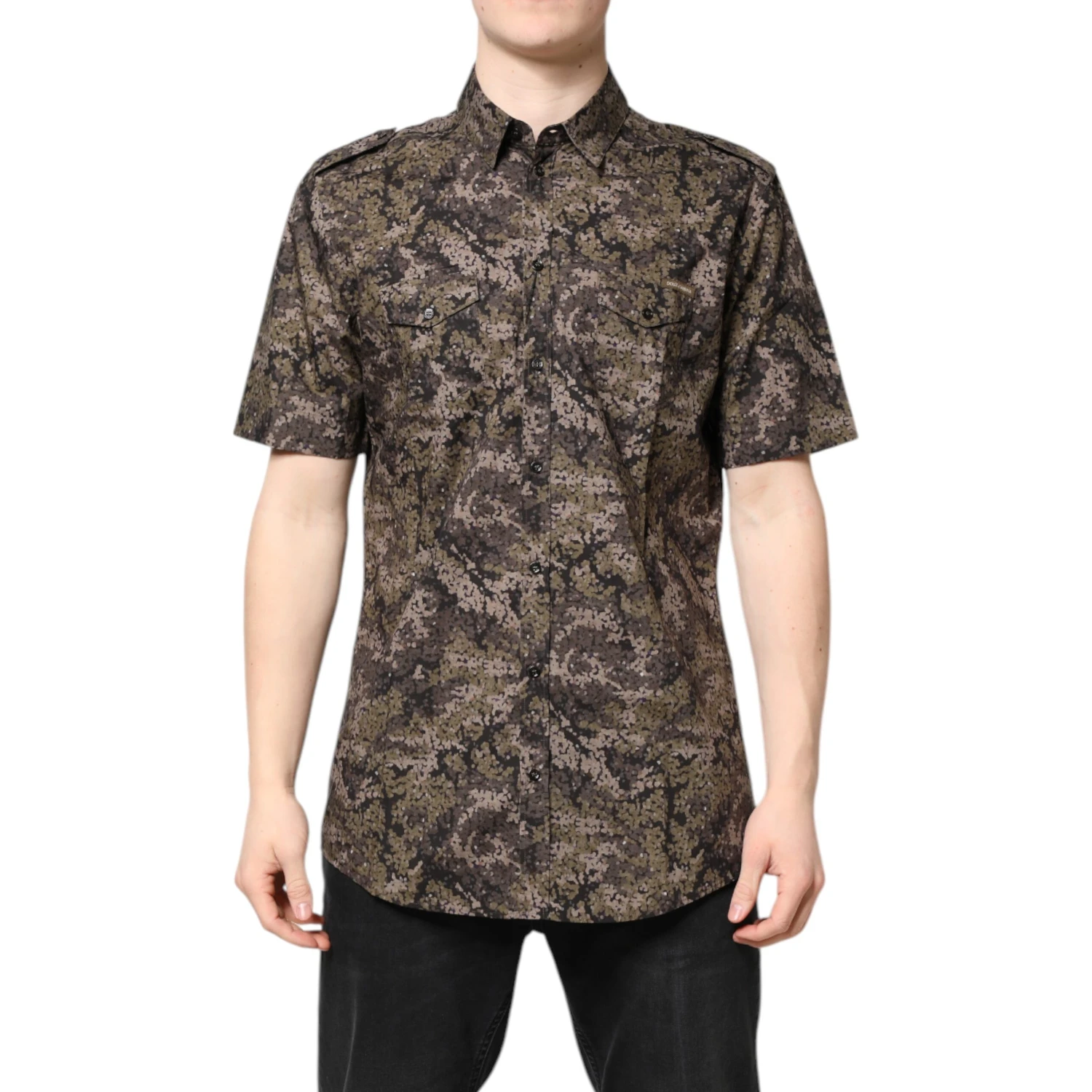 Multicolor Camouflage Button Down GOLD Shirt