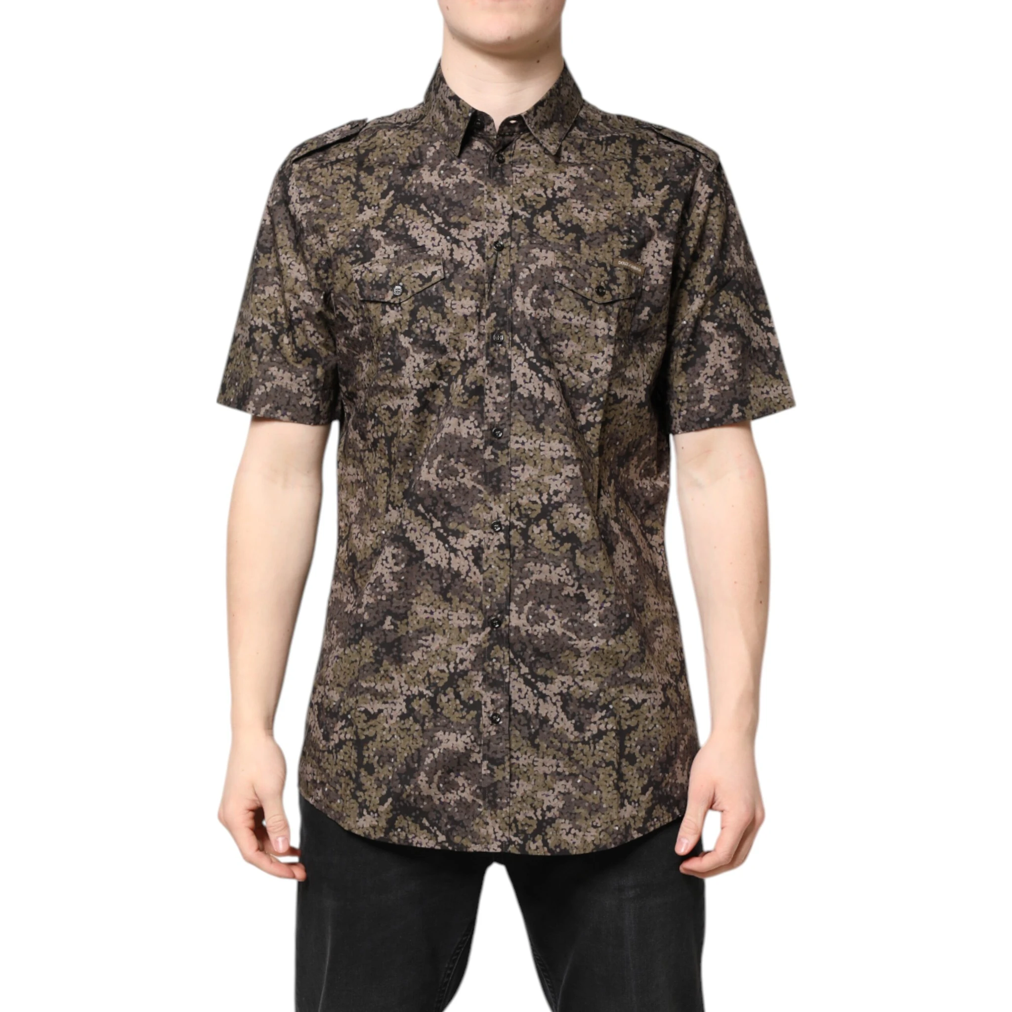 Multicolor Camouflage Button Down GOLD Shirt