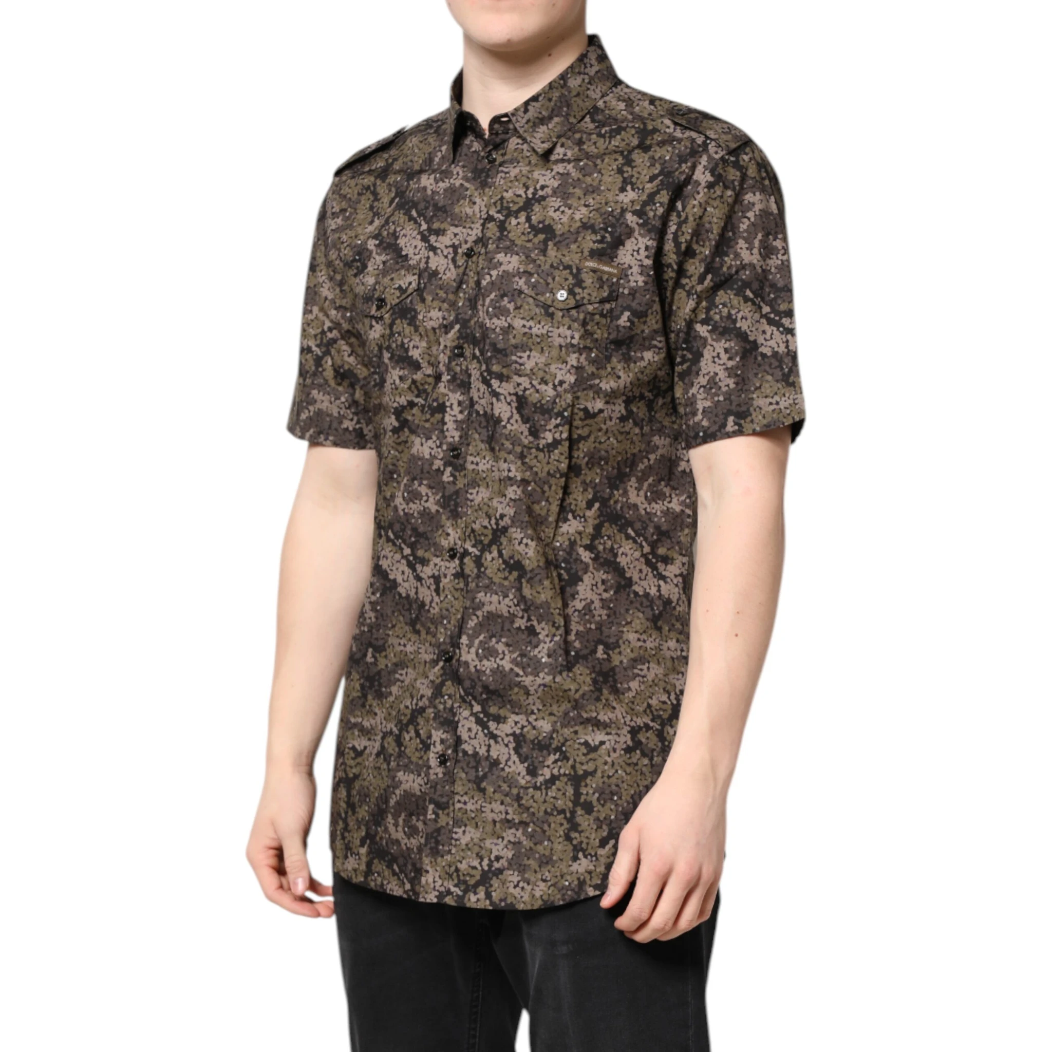 Multicolor Camouflage Button Down GOLD Shirt