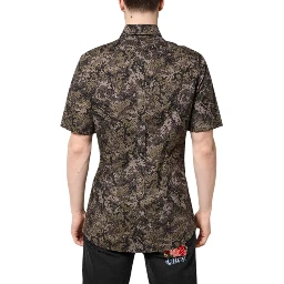 Multicolor Camouflage Button Down GOLD Shirt