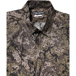 Multicolor Camouflage Button Down GOLD Shirt