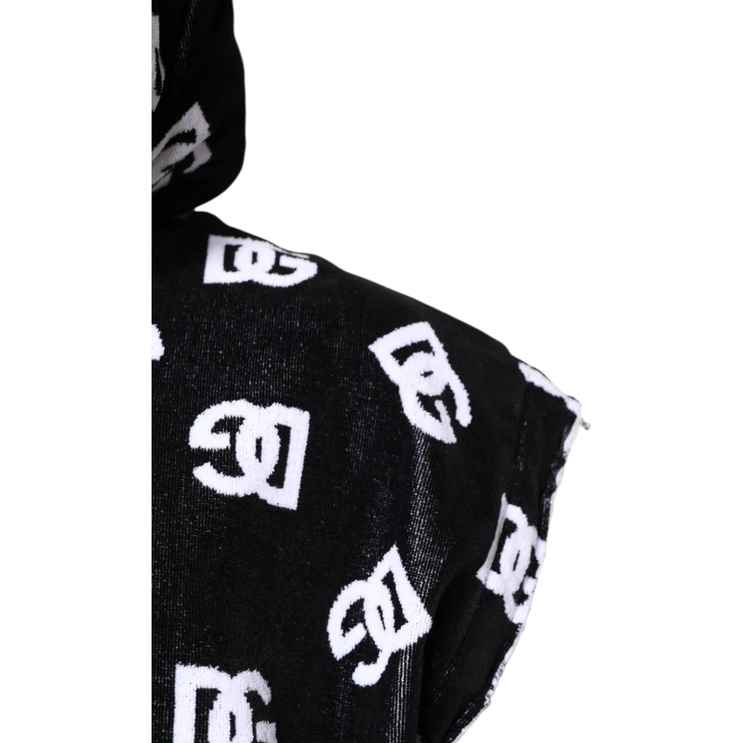Black DG Cotton Hooded Sleeveless Sweater
