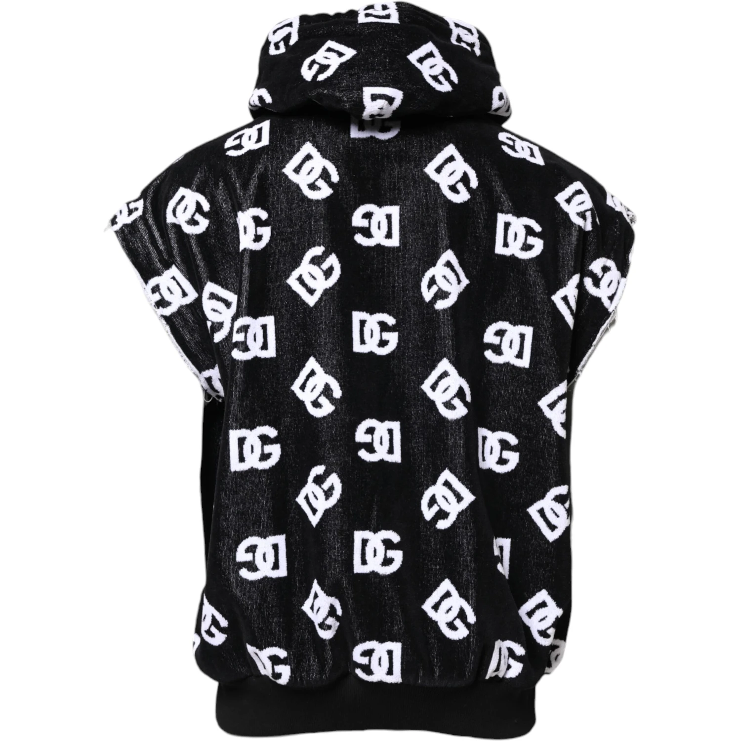 Black DG Cotton Hooded Sleeveless Sweater