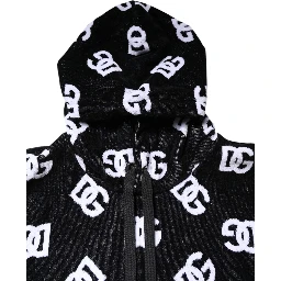 Black DG Cotton Hooded Sleeveless Sweater