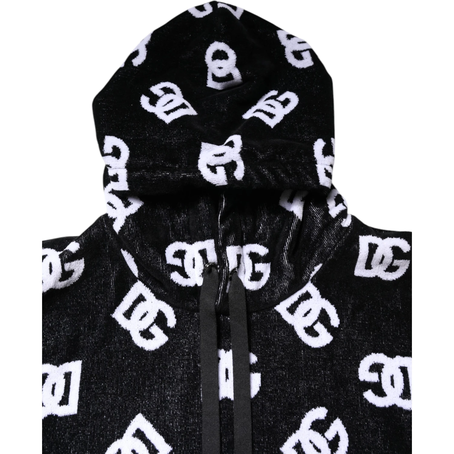 Black DG Cotton Hooded Sleeveless Sweater