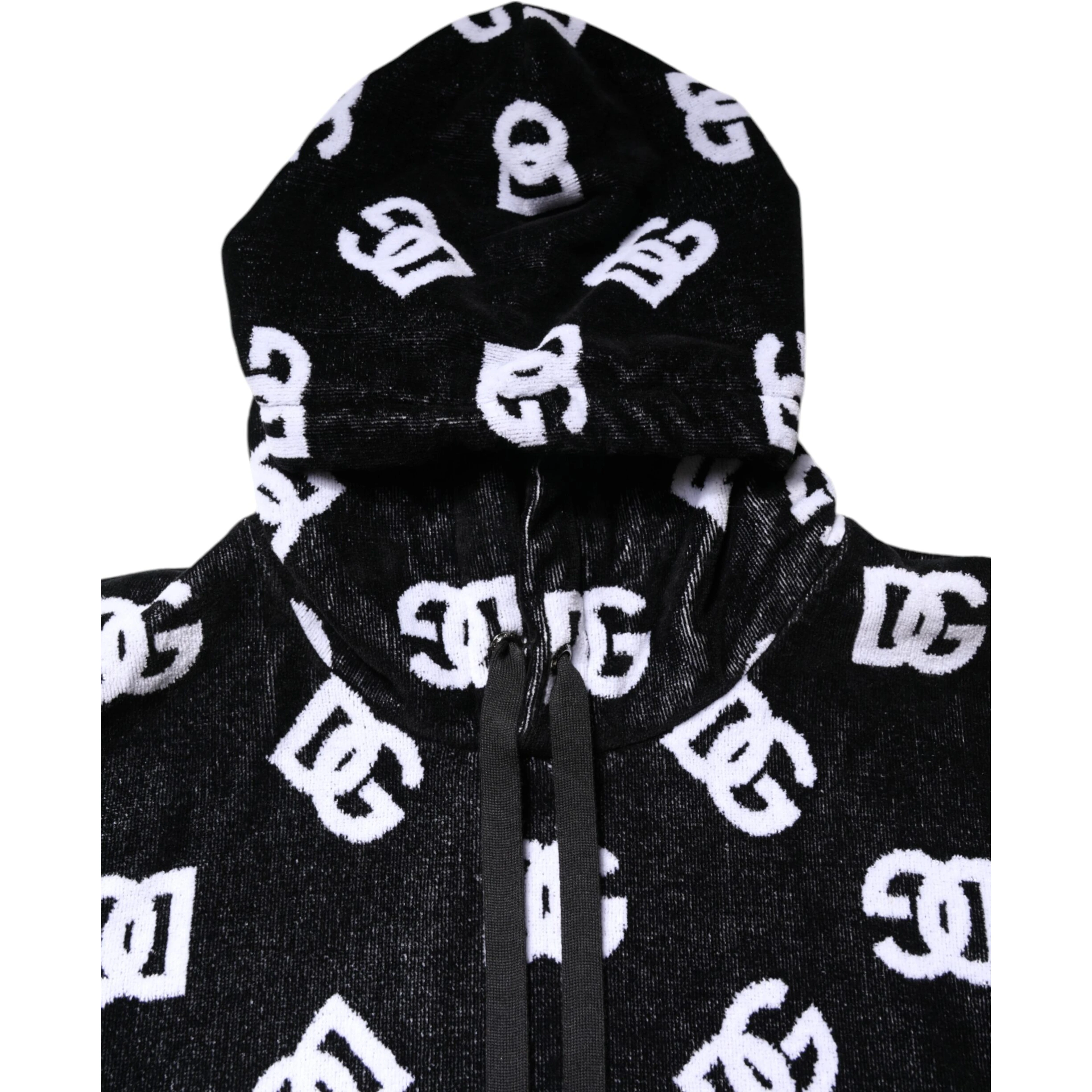 Black DG Cotton Hooded Sleeveless Sweater