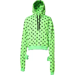Green Polyester DGLogo Print Hooded Sweater