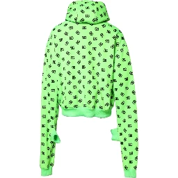 Green Polyester DGLogo Print Hooded Sweater
