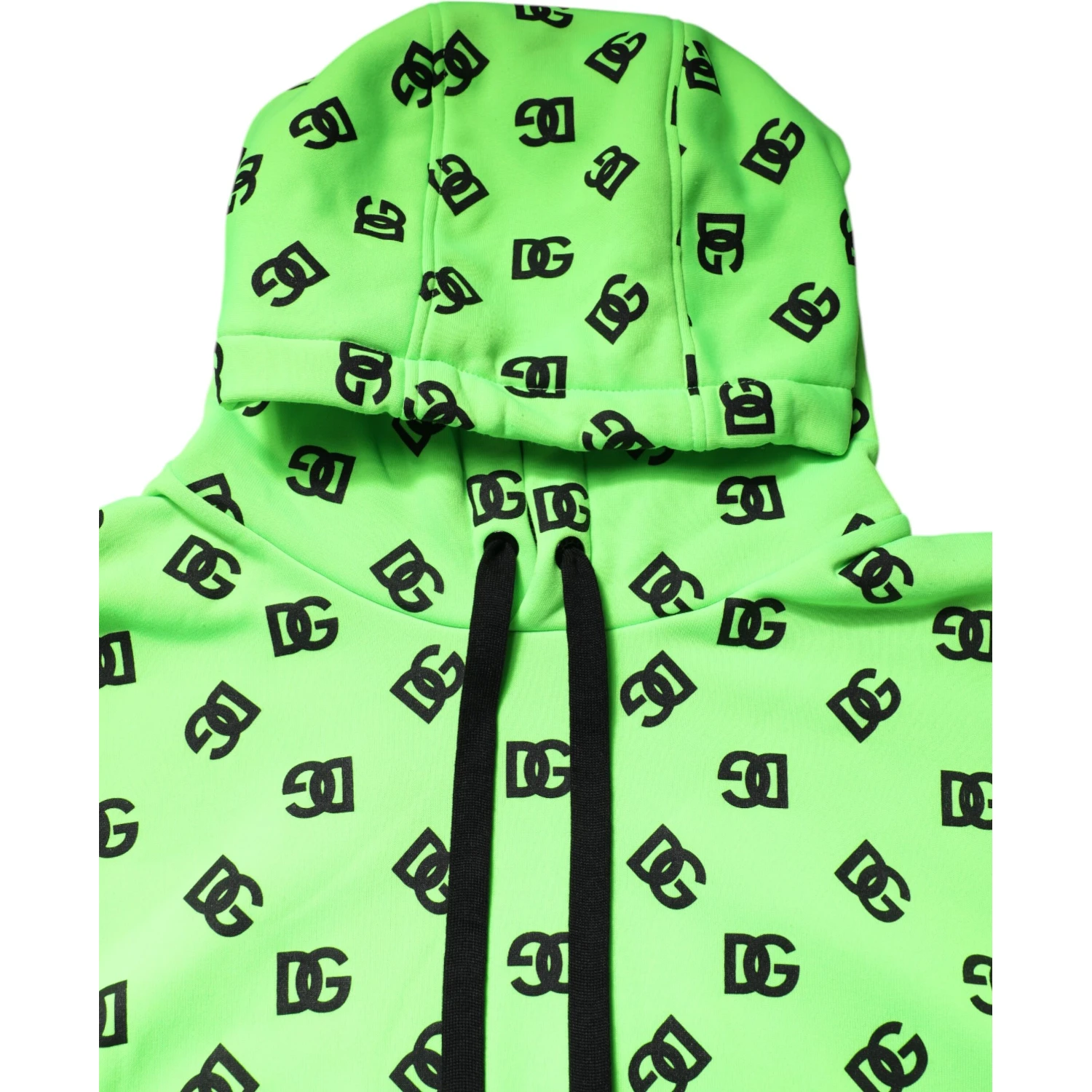 Green Polyester DGLogo Print Hooded Sweater