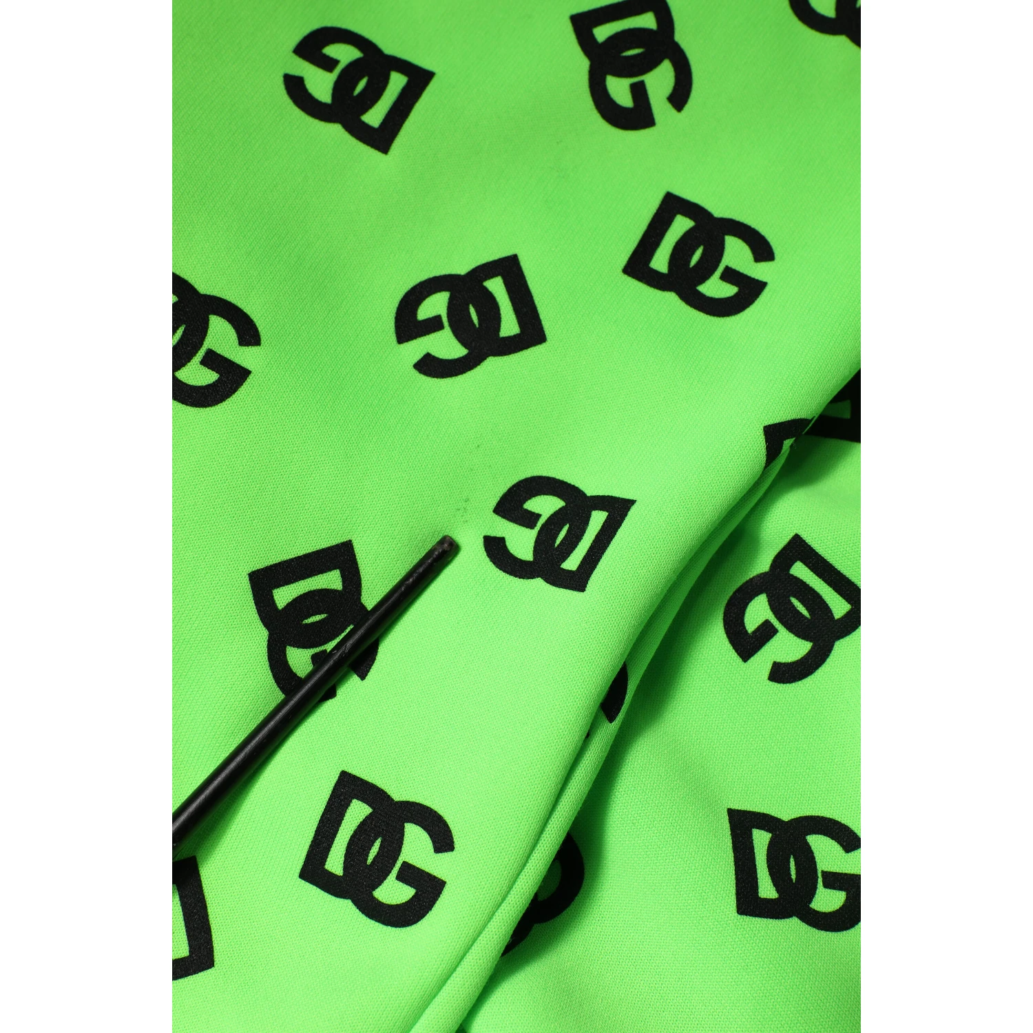 Green Polyester DGLogo Print Hooded Sweater