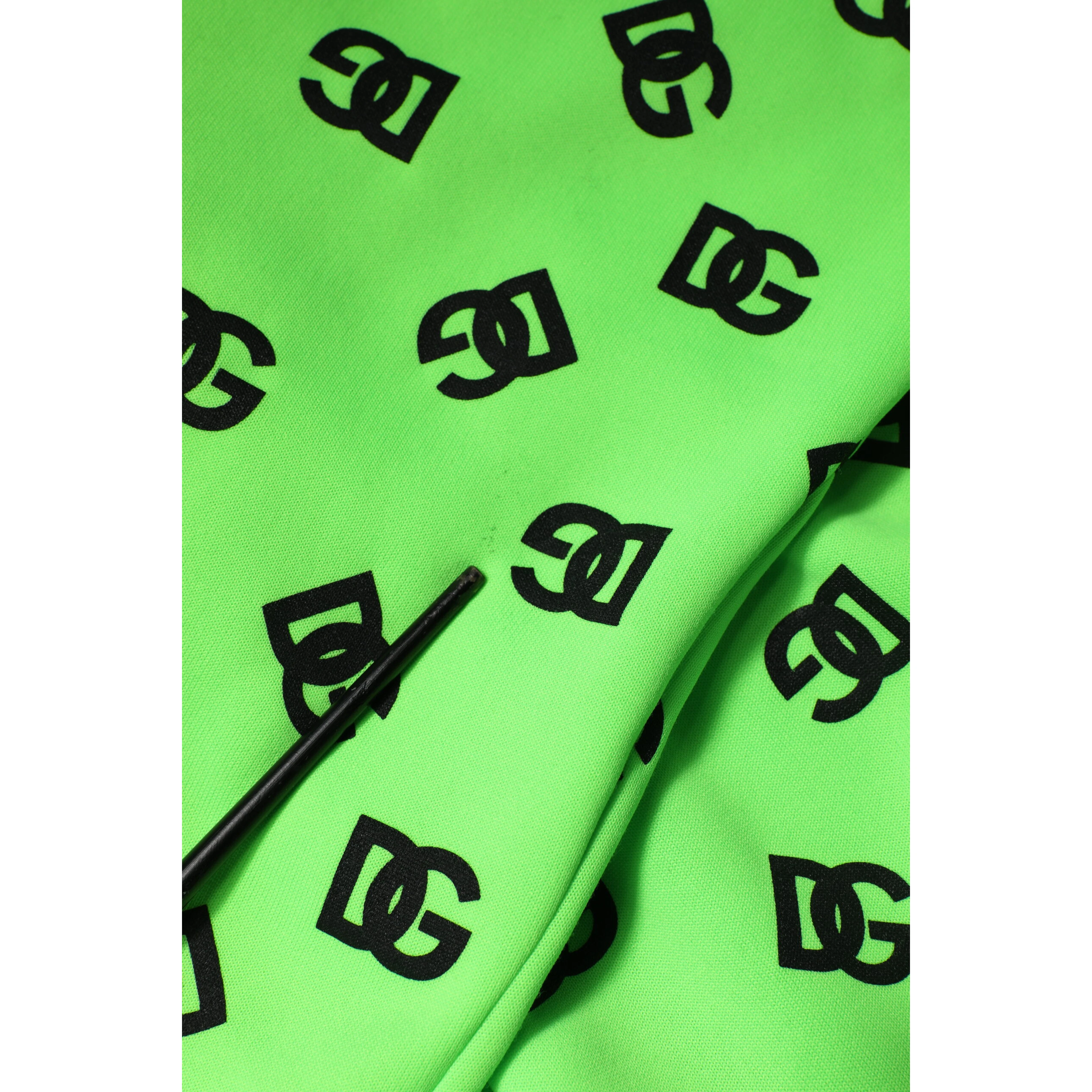 Green Polyester DGLogo Print Hooded Sweater