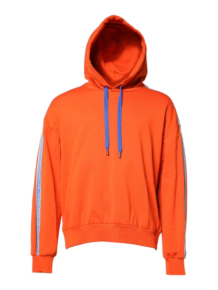 Orange Cotton Hooded Men Sweatshirt Sweater