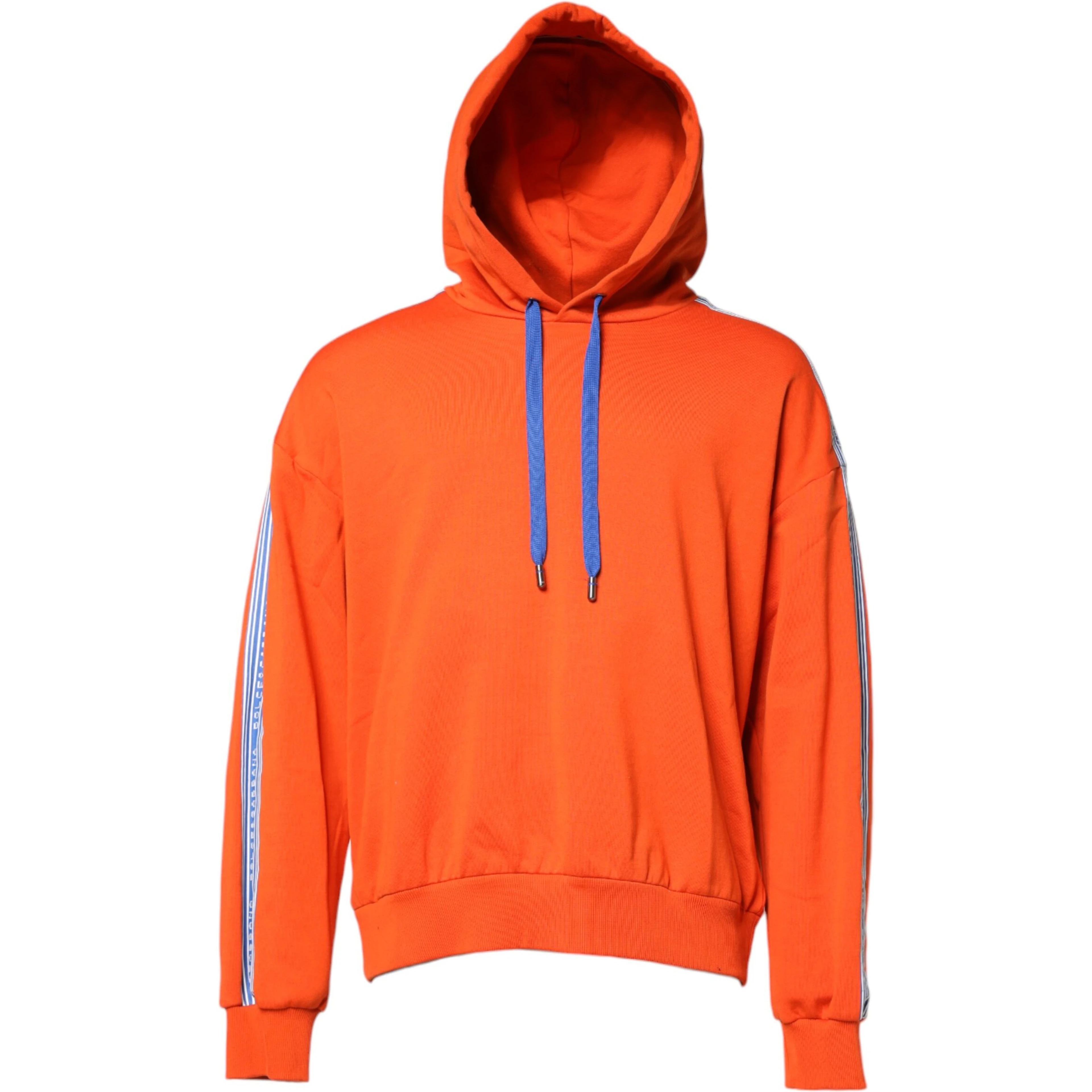 Orange Cotton Hooded Men Sweatshirt Sweater