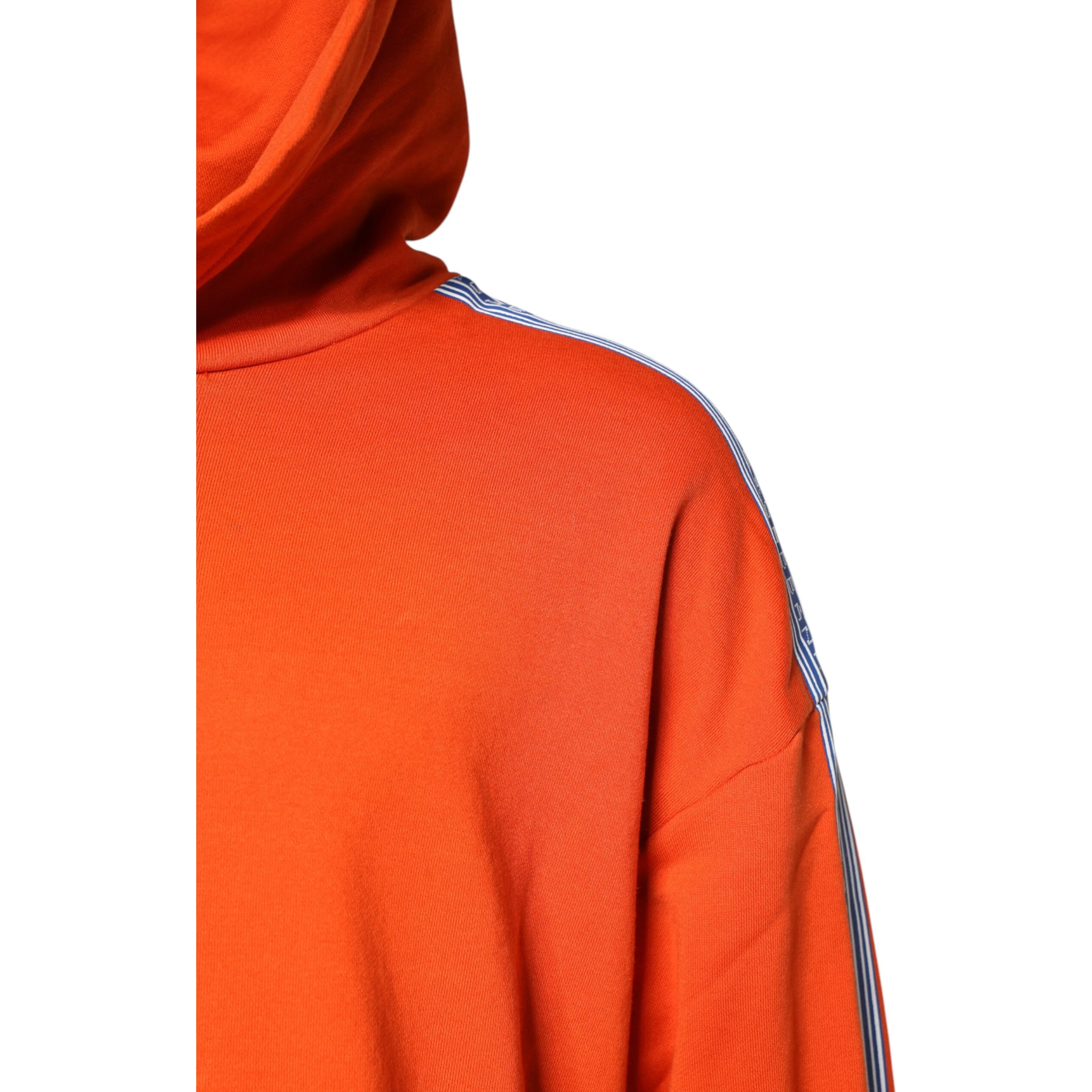 Orange Cotton Hooded Men Sweatshirt Sweater